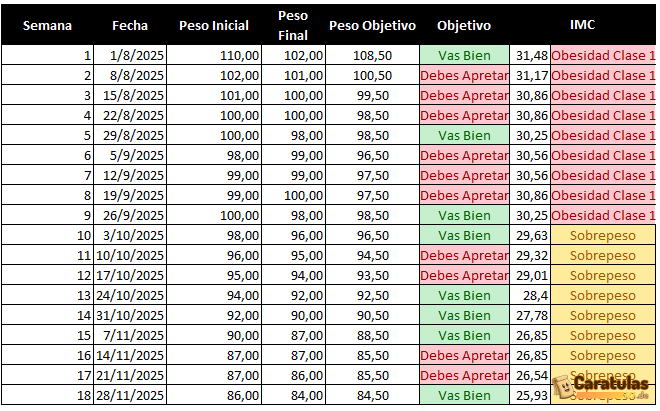 Plantilla de Control de Peso y Medidas en Excel para Editar y Descargar Gratis 3 Plantilla de Control de Peso y Medidas en Excel para Editar y Descargar Gratis